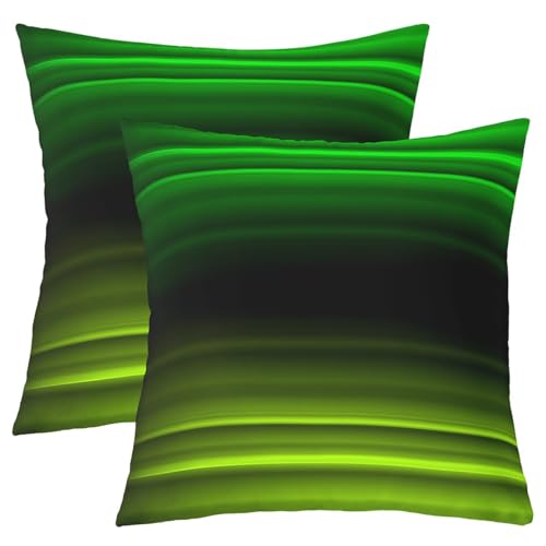 Homewish Glitter Kissenbezüge Leuchtend Kissenbezug für Mädchen Jungen Streifen Geometrische Ombre Gradient Modern Kissenhüllen 50x50cm Set von 2 für Kinder,Grün Schwarz Grau Bequem Dekokissenbezüge von Homewish