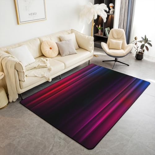 Homewish Glitter Teppich Modern Kinderteppich für Mädchen Jungen Gradient 3D Druck Abstrakte Kunst Ombre Rug Schwarz Rot Blau Teppiche Wohnzimmer 150x200 rutschfest Pflegeleicht Carpet für Teenager von Homewish