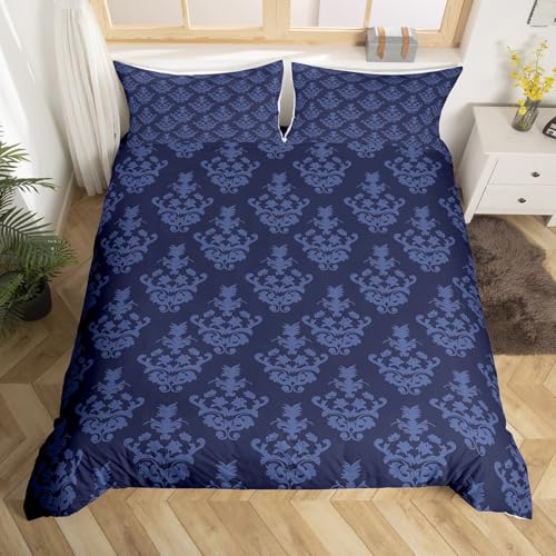 Homewish Gotische Bettwäsche Sets Erwachsene Damast Bettbezug Set,Viktorianische Tröster Abdeckung 155x220 Vintage Barock Goth Bett Set Antik Schwarz Floral Böhmische Dekor,Dunkelblau Homewish Gotische Bettwäsche Sets Erwachsene Damast Bettbezug Set,Viktorianische Tröster Abdeckung 155x220 Vintage Barock Goth Bett Set Antik Schwarz Floral Böhmische Dekor,Dunkelblau von Homewish