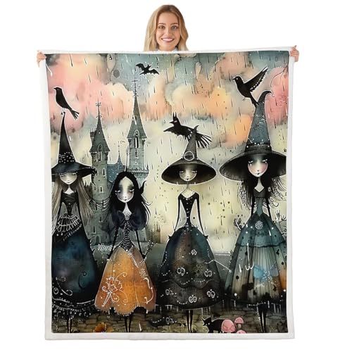 Homewish Gotische Hexe Fleecedecke 229x229cm Schwarze Krähe Kuscheldecke für Mädchen Jungen,Schreckliches Vintage-Schloss Decke Gotische Zauberer Hexe Hut Halloween Dekoren Dekor Decken Homewish Gotische Hexe Fleecedecke 229x229cm Schwarze Krähe Kuscheldecke für Mädchen Jungen,Schreckliches Vintage-Schloss Decke Gotische Zauberer Hexe Hut Halloween Dekoren Dekor Decken von Homewish