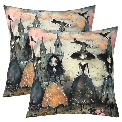 Homewish Gotische Hexe Kissenbezüge 60x60cm Schwarze Krähe Kissenhülle für Mädchen Jungen,Schreckliches Vintage-Schloss Kissenbezug Gotische Zauberer Hexe Hut Halloween Dekorationen Dekor Kissenbezüge Homewish Gotische Hexe Kissenbezüge 60x60cm Schwarze Krähe Kissenhülle für Mädchen Jungen,Schreckliches Vintage-Schloss Kissenbezug Gotische Zauberer Hexe Hut Halloween Dekorationen Dekor Kissenbezüge von Homewish