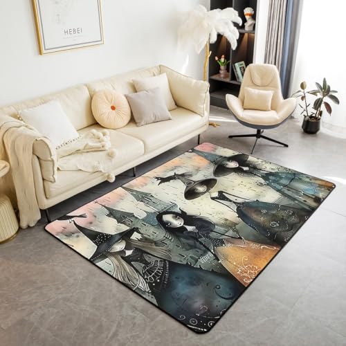 Homewish Gotische Hexe Teppich Schwarze Krähe Kinderteppich Schreckliches Vintage-Schloss Carpet Gotische Zauberer Hexe Hut Halloween Dekorationen Wohnzimmer Teppiche 100x150 for Living Room Homewish Gotische Hexe Teppich Schwarze Krähe Kinderteppich Schreckliches Vintage-Schloss Carpet Gotische Zauberer Hexe Hut Halloween Dekorationen Wohnzimmer Teppiche 100x150 for Living Room von Homewish