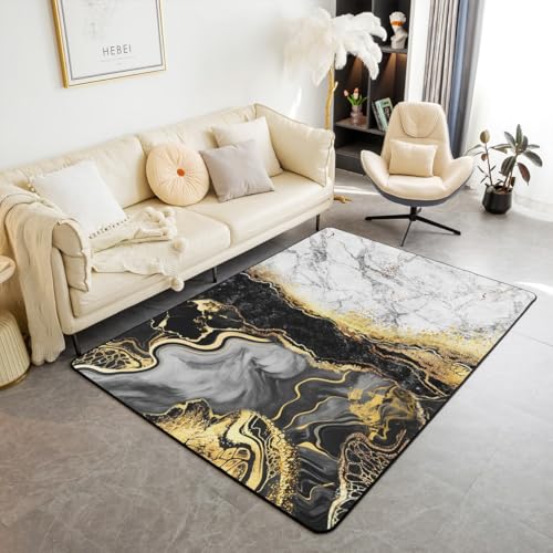 Homewish Grauer Marmor Teppiche Wohnzimmer 100x150 Abstraktes Gold Schwarz Weiß Teppich für Kinder Jungen Mädchen Jugendliche,Mode Grau Marmorierung Flächenteppich Bronze Pailletten Carpet Homewish Grauer Marmor Teppiche Wohnzimmer 100x150 Abstraktes Gold Schwarz Weiß Teppich für Kinder Jungen Mädchen Jugendliche,Mode Grau Marmorierung Flächenteppich Bronze Pailletten Carpet von Homewish
