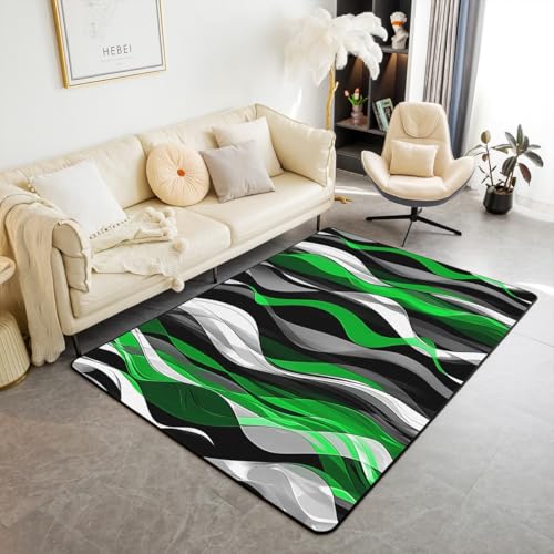 Homewish Grüne Wellen Teppich Gestreift Flächenteppich für Jungen Mädchen Moderne Abstrakte Teppiche Wohnzimmer Schwarze Einfache Minimalistische Kunst Rug 150x200 rutschfest Kinderteppich Homewish Grüne Wellen Teppich Gestreift Flächenteppich für Jungen Mädchen Moderne Abstrakte Teppiche Wohnzimmer Schwarze Einfache Minimalistische Kunst Rug 150x200 rutschfest Kinderteppich von Homewish