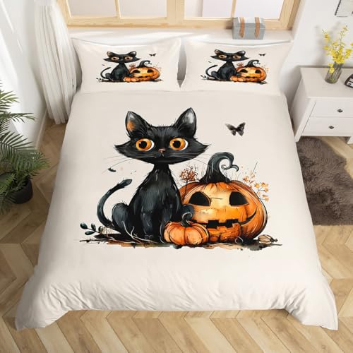 Homewish Halloween Bettbezug Set für Kinder Jungen Mädchen Schwarze Katze Kürbis Bettwäsche 155x220cm Kürbislaterne Bettwäscheset Cartoon Kätzchen Schmetterling Toter Baum Bettset Zimmerdekor 2 Teilig Homewish Halloween Bettbezug Set für Kinder Jungen Mädchen Schwarze Katze Kürbis Bettwäsche 155x220cm Kürbislaterne Bettwäscheset Cartoon Kätzchen Schmetterling Toter Baum Bettset Zimmerdekor 2 Teilig von Homewish