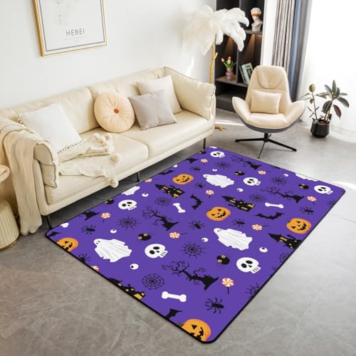 Homewish Halloween Geister Kürbis Teppiche Wohnzimmer Kürbislaternen Teppich 150x200 für Kinder Jungen,Fledermäuse Totenköpfe Carpet Spinnennetze Spinnen Spukhäuser Tote Bäume Spiral-Lollis Dekor Rug Homewish Halloween Geister Kürbis Teppiche Wohnzimmer Kürbislaternen Teppich 150x200 für Kinder Jungen,Fledermäuse Totenköpfe Carpet Spinnennetze Spinnen Spukhäuser Tote Bäume Spiral-Lollis Dekor Rug von Homewish