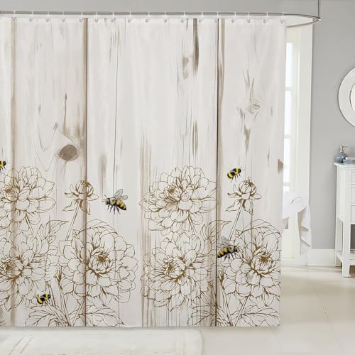 Homewish Honigbiene Duschvorhang 180x180 für Kinder Mädchen Jungen Jugendliche,Holz Brett Badvorhang Retro Bauernhaus Blumen Badezimmerzubehör Rustikale Wildtiergarten Badezimmer Duschvorhang Homewish Honigbiene Duschvorhang 180x180 für Kinder Mädchen Jungen Jugendliche,Holz Brett Badvorhang Retro Bauernhaus Blumen Badezimmerzubehör Rustikale Wildtiergarten Badezimmer Duschvorhang von Homewish