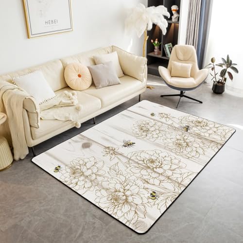 Homewish Honigbiene Rug 150x200 Holz Brett Teppiche Wohnzimmer für Kinder Jungen Mädchen Teenager,Retro Bauernhaus Blumen Teppich Rustikale Wildtiergarten Carpet Stilvoll Pflegeleicht Raumdekor Homewish Honigbiene Rug 150x200 Holz Brett Teppiche Wohnzimmer für Kinder Jungen Mädchen Teenager,Retro Bauernhaus Blumen Teppich Rustikale Wildtiergarten Carpet Stilvoll Pflegeleicht Raumdekor von Homewish