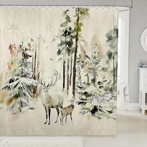Homewish Jungen Vintage Weihnachtsbaum Duschvorhang 180x200,Weihnachtsdekoration Wild Deer Badvorhang Wald Pine Tree Badezimmerzubehör Elk Antlers Moose Badezimmer Duschvorhang Retro Cabin Lodge Dekor Homewish Jungen Vintage Weihnachtsbaum Duschvorhang 180x200,Weihnachtsdekoration Wild Deer Badvorhang Wald Pine Tree Badezimmerzubehör Elk Antlers Moose Badezimmer Duschvorhang Retro Cabin Lodge Dekor von Homewish