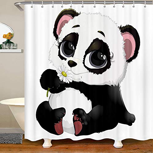 Homewish Kinder Panda Dusche Vorhang Cartoon Panda Bad Vorhang Schöne Wilde Tiere Stoff Dusche Vorhänge Kind Zimmer Dekor Aquarell Zoo Thema Badewannen Vorhang Sets Wasserdicht 180x200(W/L) von Homewish