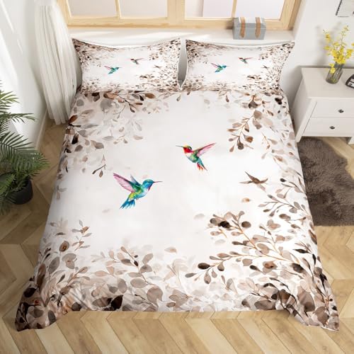Homewish Kolibri bettbezug für Kinder Teenager,Braune Aquarellblätter Bettwäsche 155x220cm Kolibri Paar Bettwäscheset Rustikalisches Bauernhaus bettset Mikrofaser Wohndekor 2 teilig Homewish Kolibri bettbezug für Kinder Teenager,Braune Aquarellblätter Bettwäsche 155x220cm Kolibri Paar Bettwäscheset Rustikalisches Bauernhaus bettset Mikrofaser Wohndekor 2 teilig von Homewish