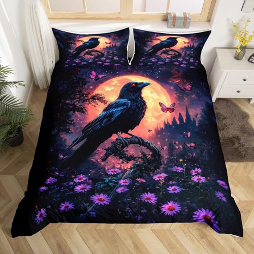 Homewish Krähe Tröster Bezug,Halloween Rabe Bettbezug 135x200 für Kinder Mädchen Jungen Teens Erwachsene Frauen,Milchblume Schmetterling Floral Bettwäsche Set Sternenhimmel Mond Bettdecke Abdeckung Homewish Krähe Tröster Bezug,Halloween Rabe Bettbezug 135x200 für Kinder Mädchen Jungen Teens Erwachsene Frauen,Milchblume Schmetterling Floral Bettwäsche Set Sternenhimmel Mond Bettdecke Abdeckung von Homewish