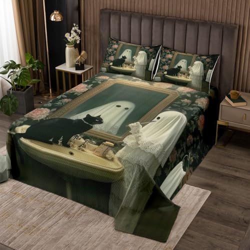Homewish Lustiger Geist Steppdecke 170x210cm Glückliches Halloween Netter Geist Tagesdecke Gotische Katze Steppdecken für Jungen Kinder Mädchen,Rose Blumen Retro Boho Floral Tagesdecken raumdekor Homewish Lustiger Geist Steppdecke 170x210cm Glückliches Halloween Netter Geist Tagesdecke Gotische Katze Steppdecken für Jungen Kinder Mädchen,Rose Blumen Retro Boho Floral Tagesdecken raumdekor von Homewish