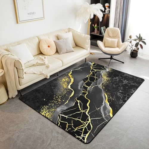 Homewish Marmor Teppich Golden Flächenteppich für Mädchen Jungen Abstrakte Marmorierung Galaxy Riss Flüssigkeit Teppiche Wohnzimmer Schwarz Grau Rug für Teenager 100x150 Pflegeleicht Kinderteppich Homewish Marmor Teppich Golden Flächenteppich für Mädchen Jungen Abstrakte Marmorierung Galaxy Riss Flüssigkeit Teppiche Wohnzimmer Schwarz Grau Rug für Teenager 100x150 Pflegeleicht Kinderteppich von Homewish