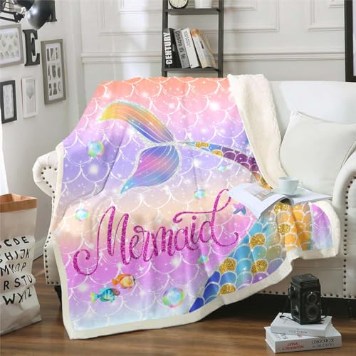 Homewish Meerjungfrau Schwanz Wurf Decke Regenbogen Decke für Teen Mädchen,Glitter Prinzessin Fleece Decke für Schlafzimmer,Kinder Fisch Schuppen Kawaii Plüsch Bett Decke 130x150cm Homewish Meerjungfrau Schwanz Wurf Decke Regenbogen Decke für Teen Mädchen,Glitter Prinzessin Fleece Decke für Schlafzimmer,Kinder Fisch Schuppen Kawaii Plüsch Bett Decke 130x150cm von Homewish