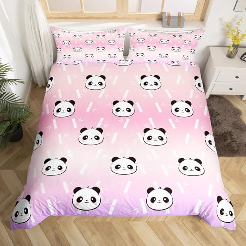Homewish Ombre Bettwäscheset 155x220cm Pandas bettbezug für Kinder für Mädchen Jungen Kawaii Tier Safari Süß Cartoon Bären Bettwäsche Weiß Lila bettset Mikrofaser Moderne Schlafzimmer dekor von Homewish