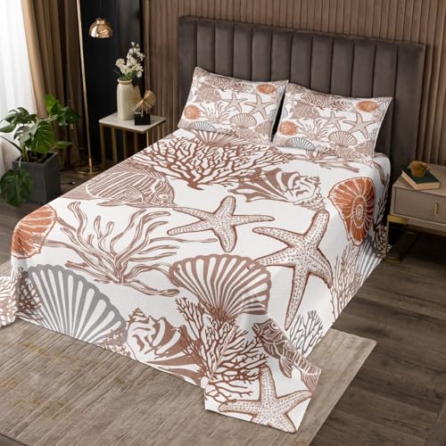 Homewish Ozean Thema Steppdecke Seesterne Muscheln Korallen Fische Tagesdecke 170x210cm Braun Orange Grau Steppdecken für Jungen Kinder Mädchen,Ästhetisch Unterwasserwelt Tagesdecken Moderne Raumdekor Homewish Ozean Thema Steppdecke Seesterne Muscheln Korallen Fische Tagesdecke 170x210cm Braun Orange Grau Steppdecken für Jungen Kinder Mädchen,Ästhetisch Unterwasserwelt Tagesdecken Moderne Raumdekor von Homewish