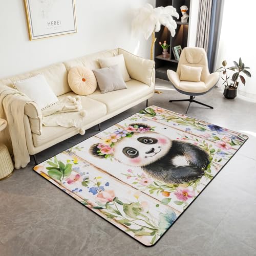 Homewish Panda Teppich 100x150 Kinder,Süße Tiere Teppiche Wohnzimmer für Mädchen Jungen Teenager,Schwarz Weiß Ästhetische Blume Holzbrett Tier Muster Flächenteppich Modern Schlafzimmer Dekor Homewish Panda Teppich 100x150 Kinder,Süße Tiere Teppiche Wohnzimmer für Mädchen Jungen Teenager,Schwarz Weiß Ästhetische Blume Holzbrett Tier Muster Flächenteppich Modern Schlafzimmer Dekor von Homewish