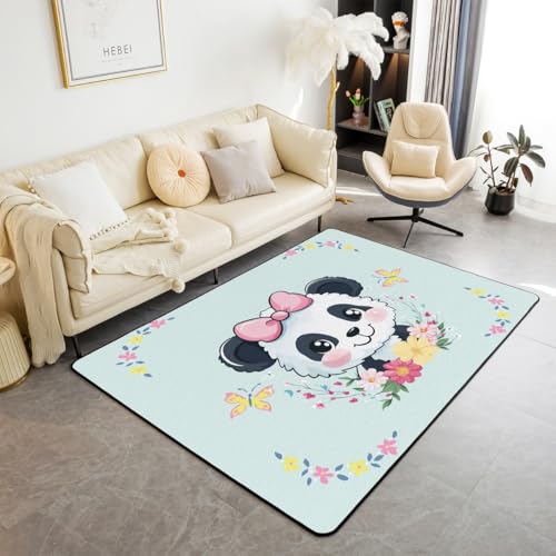 Homewish Panda Teppiche Wohnzimmer 150x200 Bowknot Teppich für Kinder Jungen Mädchen Jugendliche,Blumen Blätter Kawaii Bogen Cartoon Tier Kinderteppich Grün Schwarz Rug Weich Zimmerdekor Homewish Panda Teppiche Wohnzimmer 150x200 Bowknot Teppich für Kinder Jungen Mädchen Jugendliche,Blumen Blätter Kawaii Bogen Cartoon Tier Kinderteppich Grün Schwarz Rug Weich Zimmerdekor von Homewish