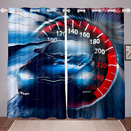 Homewish Racing Auto Fenster Drapes Speed Car Fenster Behandlungen Sport Auto Racer Fenster Vorhänge Schwarz Automobil Vorhänge FÜR Kinder Jungen Extreme Sport Spiel Grommet Vorhänge 55 "X96 von Homewish