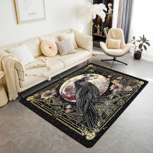 Homewish Raven Teppich 100x150 Schwarze Krahe Teppiche Wohnzimmer für Kinder Jungen Mädchen Teenager,Halloween-Tier Kinderteppich Mondgalaxie Blumen Rug Stilvoll Raumdekor Weich Homewish Raven Teppich 100x150 Schwarze Krahe Teppiche Wohnzimmer für Kinder Jungen Mädchen Teenager,Halloween-Tier Kinderteppich Mondgalaxie Blumen Rug Stilvoll Raumdekor Weich von Homewish