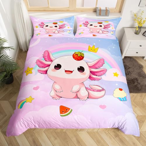 Homewish Regenbogen Axolotl bettbezug für Kinder Galaxy Axolotl Bettwäsche 200x200cm Süß Cartoon Salamander Bettwäscheset Jungen Mädchen Kawaii Sterne Mond bettset zimmerdekor 3 teilig weich Homewish Regenbogen Axolotl bettbezug für Kinder Galaxy Axolotl Bettwäsche 200x200cm Süß Cartoon Salamander Bettwäscheset Jungen Mädchen Kawaii Sterne Mond bettset zimmerdekor 3 teilig weich von Homewish