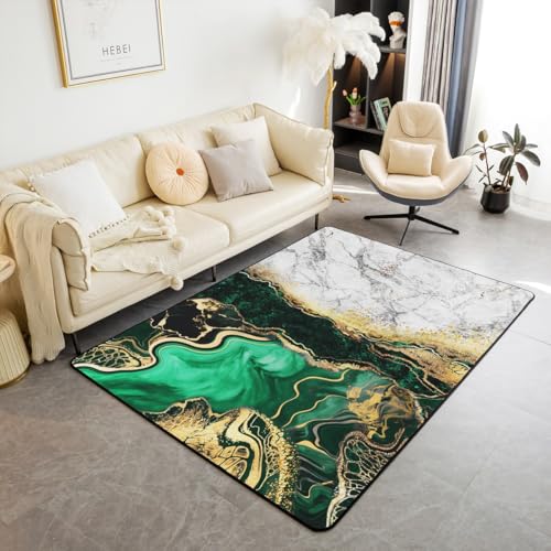 Homewish Retro Grün Marmor Teppich 100x150 Abstraktes Gold Schwarz Grün Teppiche Wohnzimmer für Kinder Jungen Mädchen Teenager,Mode Marmorierung Flächenteppich Bronze Pailletten Carpet Raumdekor Homewish Retro Grün Marmor Teppich 100x150 Abstraktes Gold Schwarz Grün Teppiche Wohnzimmer für Kinder Jungen Mädchen Teenager,Mode Marmorierung Flächenteppich Bronze Pailletten Carpet Raumdekor von Homewish