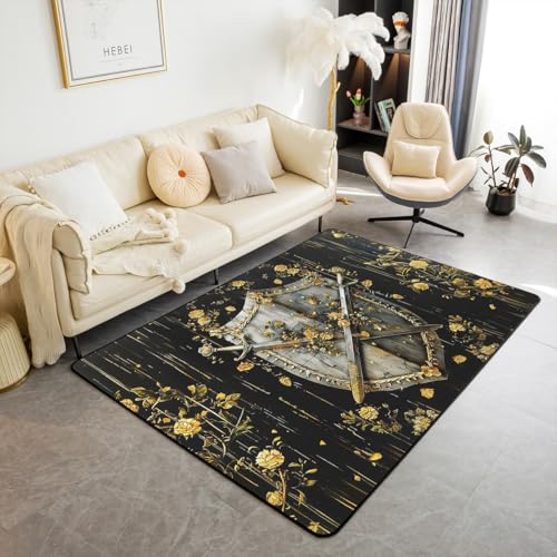 Homewish Ritter Teppich Goldenes Schwert Teppiche Wohnzimmer 100x150 für Kinder Jungen Jugendliche,Mittelalterlicher Soldat Rustikal Gestreift Rug Retro Blumen Gemälde Geometrisch Carpet Homewish Ritter Teppich Goldenes Schwert Teppiche Wohnzimmer 100x150 für Kinder Jungen Jugendliche,Mittelalterlicher Soldat Rustikal Gestreift Rug Retro Blumen Gemälde Geometrisch Carpet von Homewish