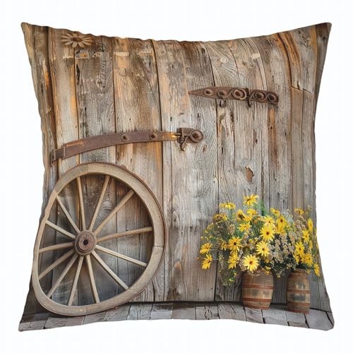 Homewish Rustikale Bauernhaus Tür Kissenbezug Holzrad Kissenhüllen 60x60cm für Kinder Männer Frauen Jugendliche,Vintage Holz Brett Kissenbezüge Daisy Blumen Weich Bequem Dekor Kissenbezug Homewish Rustikale Bauernhaus Tür Kissenbezug Holzrad Kissenhüllen 60x60cm für Kinder Männer Frauen Jugendliche,Vintage Holz Brett Kissenbezüge Daisy Blumen Weich Bequem Dekor Kissenbezug von Homewish