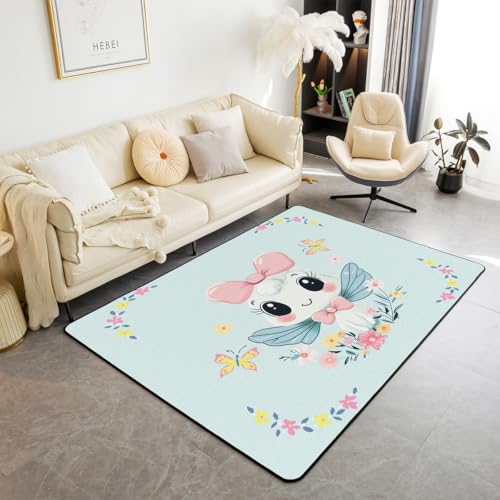 Homewish Schmetterling Teppich 150x200 Bogen Teppiche Wohnzimmer für Kinder Jungen Mädchen Teenager,Wildtierblumen Cartoon Natur Bowknot Kinderteppich Grün Weiß Rosa Rug Wohndekor Homewish Schmetterling Teppich 150x200 Bogen Teppiche Wohnzimmer für Kinder Jungen Mädchen Teenager,Wildtierblumen Cartoon Natur Bowknot Kinderteppich Grün Weiß Rosa Rug Wohndekor von Homewish