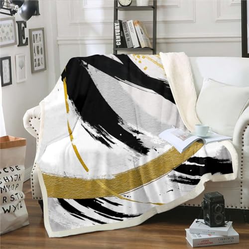 Homewish Schwarz Grau Gold Fleece Decke Pinsel Striche Ölgemälde Sherpa Decke,Gradient Abstract Vintage Decke Ombre Graffiti Wurf Decke für Sofa,Zeitgenössische Moderne Flanell Decke,150x200cm Homewish Schwarz Grau Gold Fleece Decke Pinsel Striche Ölgemälde Sherpa Decke,Gradient Abstract Vintage Decke Ombre Graffiti Wurf Decke für Sofa,Zeitgenössische Moderne Flanell Decke,150x200cm von Homewish
