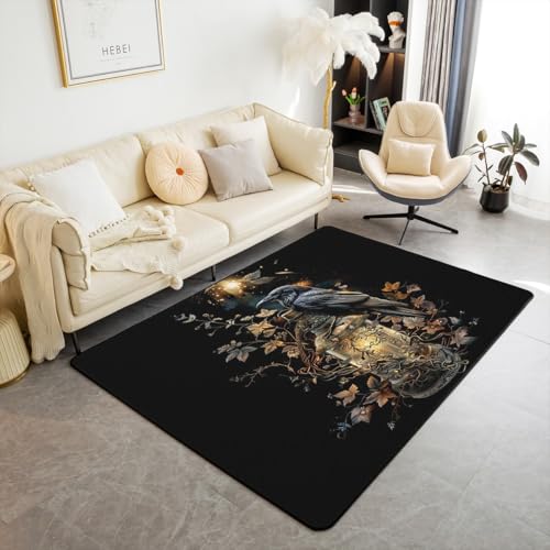 Homewish Schwarze Krähe Kinder Teppiche Wohnzimmer Halloween Theme Tiere Kinderteppich 150x200 für Kinder Jungen Mädchen Jugendliche,Raven Gothic Teppich Blumen Vogel Land Rug Weich Zimmerdekor Homewish Schwarze Krähe Kinder Teppiche Wohnzimmer Halloween Theme Tiere Kinderteppich 150x200 für Kinder Jungen Mädchen Jugendliche,Raven Gothic Teppich Blumen Vogel Land Rug Weich Zimmerdekor von Homewish