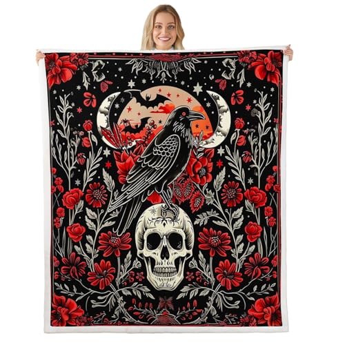 Homewish Schwarze Krahe Fleecedecke 150x200cm Halloween Dekoration Decke für Jungen Mädchen Kinder Erwachsene,Zucker Schädel Skelett Knochen Kuscheldecke Spooky Exotic Floral Bett Couch Dekor Decken Homewish Schwarze Krahe Fleecedecke 150x200cm Halloween Dekoration Decke für Jungen Mädchen Kinder Erwachsene,Zucker Schädel Skelett Knochen Kuscheldecke Spooky Exotic Floral Bett Couch Dekor Decken von Homewish