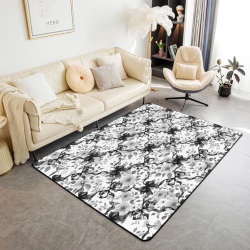 Homewish Schwarzer Bogen Teppich Rose Flächenteppich Mädchen Frauen Graue Blumen Blätter Mädchen Teppiche Wohnzimmer Tinte Malerei Schwarz Weiß Rug für Teenager 100x150 Pflegeleicht Kinderteppich Homewish Schwarzer Bogen Teppich Rose Flächenteppich Mädchen Frauen Graue Blumen Blätter Mädchen Teppiche Wohnzimmer Tinte Malerei Schwarz Weiß Rug für Teenager 100x150 Pflegeleicht Kinderteppich von Homewish