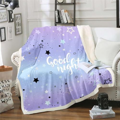 Homewish Stern Decke Blau Lila Verlauf Wurf Decke Für Mädchen Kinder Teen Star Sprint Fleece Decke Romantische Thema Fuzzy Decke Für Frauen Traum Stil Schlafzimmer Dekor Sherpa Decke 150x200 von Homewish