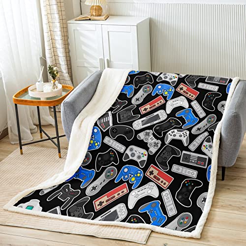 Homewish Teens Spielen Plüsch-Bettdecke, Modern Spieler Flanell-Decke, Elektronische Videospiele Sherpa-Decke Für Kinder Jungen Erwachsene, Gamepad Edredones Fleece-Decke Für Bettcouch,130x150 von Homewish