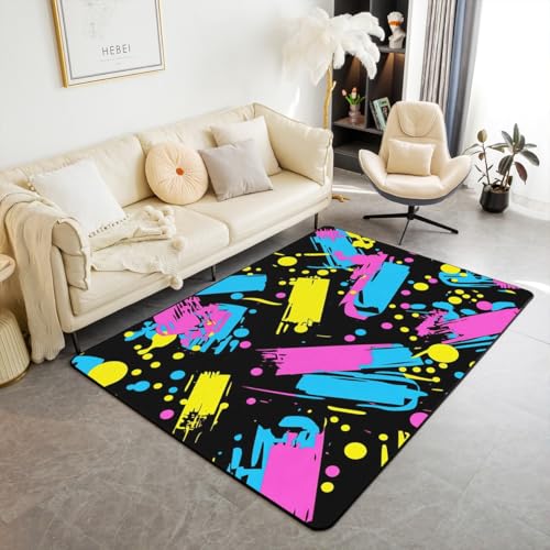 Homewish Teppich Abstrakte Graffiti Teppiche Wohnzimmer Unregelmäßiger Geometrische Hip-Hop Kinderteppich Kunst Rug for Living Room Lila Gelb Blau Hippie Carpet 150x200 Stilvoll Pflegeleicht Homewish Teppich Abstrakte Graffiti Teppiche Wohnzimmer Unregelmäßiger Geometrische Hip-Hop Kinderteppich Kunst Rug for Living Room Lila Gelb Blau Hippie Carpet 150x200 Stilvoll Pflegeleicht von Homewish