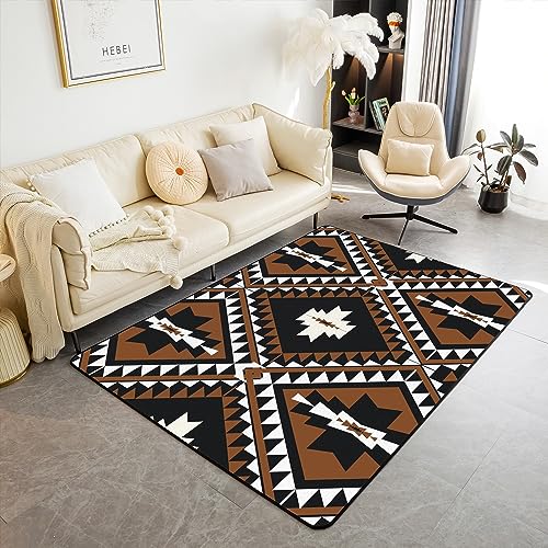Homewish Teppich Rustikales Western Teppiche Wohnzimmer Bohemian Geometrisch Kinderteppich Traditionelles Ethnisch Azteken Rug for Living Room Diamant Bauernhaus Teenager Carpet 100x150 Pflegeleicht von Homewish