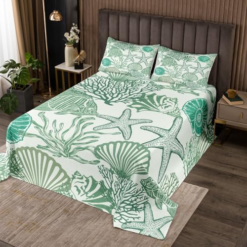Homewish Unterwasserwelt Tagesdecke für Jungen Kinder Mädchen Teenager,Seesterne Fische Muscheln Korallen Steppdecke 240x260cm Grün Hellgrün Ästhetisch Tagesdecken Ozean Thema Steppdecken Raumdekor Homewish Unterwasserwelt Tagesdecke für Jungen Kinder Mädchen Teenager,Seesterne Fische Muscheln Korallen Steppdecke 240x260cm Grün Hellgrün Ästhetisch Tagesdecken Ozean Thema Steppdecken Raumdekor von Homewish