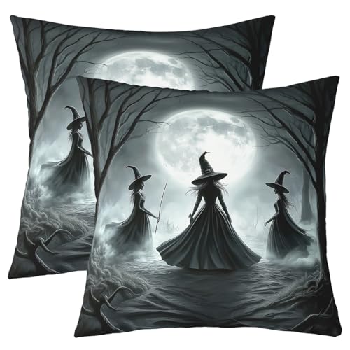 Homewish Vintage Halloween Kissenbezüge DREI Hexen Im Wald Kissenhüllen 55x55cm Set von 2,Mondgotische Dekoration Kissenbezug Hexenzimmer Ästhetische Halloween-Dekorationen Weich Bequem Kissenbezüge Homewish Vintage Halloween Kissenbezüge DREI Hexen Im Wald Kissenhüllen 55x55cm Set von 2,Mondgotische Dekoration Kissenbezug Hexenzimmer Ästhetische Halloween-Dekorationen Weich Bequem Kissenbezüge von Homewish