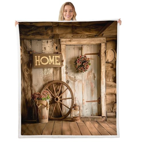 Homewish Vintage Holz Brett Fleecedecke 150x200cm Rustikale Bauernhaus Tür Decke für Jungen Mädchen Kinder Jugendliche Erwachsene,Retro Blumen Kuscheldecke Land Holz Rad Bett Couch Dekor Decken Homewish Vintage Holz Brett Fleecedecke 150x200cm Rustikale Bauernhaus Tür Decke für Jungen Mädchen Kinder Jugendliche Erwachsene,Retro Blumen Kuscheldecke Land Holz Rad Bett Couch Dekor Decken von Homewish