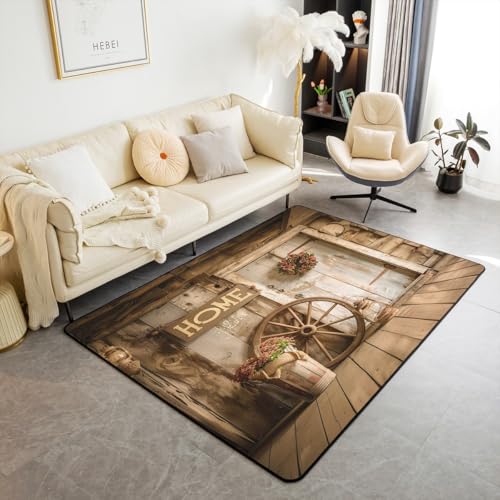 Homewish Vintage Holz Brett Teppiche Wohnzimmer Rustikale Bauernhaus Tür Teppich 100x150 für Kinder Jungen Mädchen Jugendliche,Retro Blumen Rug Land Holz Rad Carpet Stilvoll Pflegeleicht Zimmerdekor Homewish Vintage Holz Brett Teppiche Wohnzimmer Rustikale Bauernhaus Tür Teppich 100x150 für Kinder Jungen Mädchen Jugendliche,Retro Blumen Rug Land Holz Rad Carpet Stilvoll Pflegeleicht Zimmerdekor von Homewish