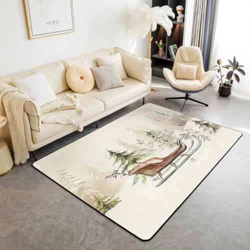 Homewish Vintage Weihnachtsdekoration Kinderteppich 100x150 Weihnachtsbaum Schlitten Teppich für Jungen Mädchen,Nebel Wald Kiefer Baum Teppiche Wohnzimmer Rustikales Bauernhaus Rug Pflegeleicht Homewish Vintage Weihnachtsdekoration Kinderteppich 100x150 Weihnachtsbaum Schlitten Teppich für Jungen Mädchen,Nebel Wald Kiefer Baum Teppiche Wohnzimmer Rustikales Bauernhaus Rug Pflegeleicht von Homewish