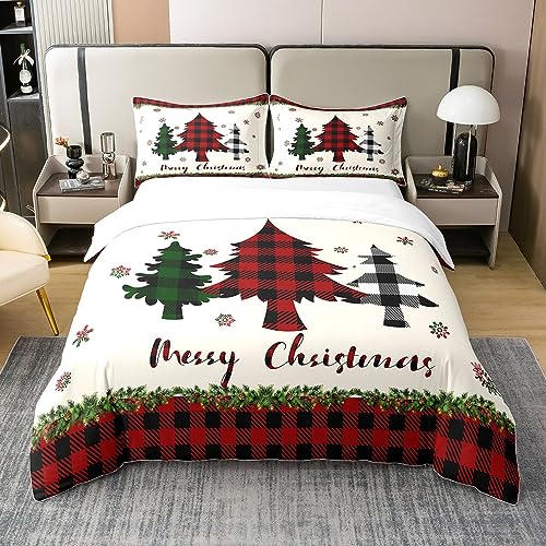 Homewish Weihnachten 100% Baumwolle Bettbezug 220x240 Albtraum Vor Weihnachten Bettwäsche Set Rustikale Lodge Kabine Tröster Abdeckung Festival Thema Bauernhaus Checherot Bett Sets mit 2 Kissenbezüge von Homewish