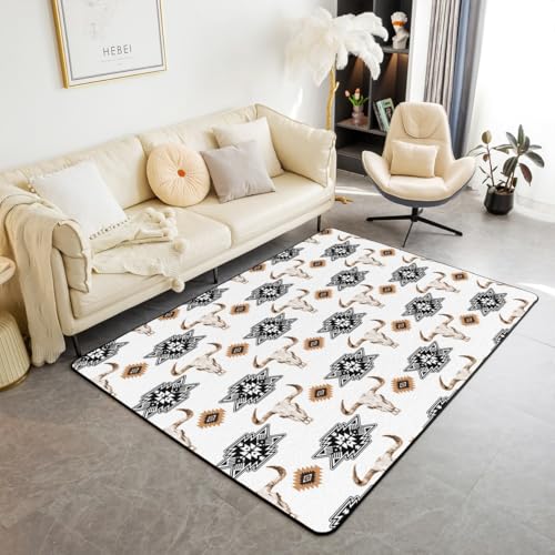 Homewish Western Bohemien Teppiche Native Aztec Wohnzimmer Teppich Bull Skull Southwestern Kuh Carpet für Kinder Erwachsene Tribal Bohemian Geometric Kinderteppich Rug Schlafzimmer 100x150 Stilvoll Homewish Western Bohemien Teppiche Native Aztec Wohnzimmer Teppich Bull Skull Southwestern Kuh Carpet für Kinder Erwachsene Tribal Bohemian Geometric Kinderteppich Rug Schlafzimmer 100x150 Stilvoll von Homewish