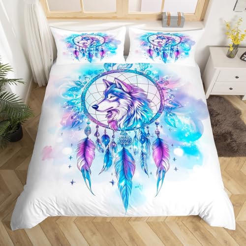 Homewish Wolf Bettwäsche Ombre Blau Lila Traumfänger Bettbezug Set 135x200cm für Jungen Mädchen Jugendliche,Boho Ästhetisch Wildtiere Bettwäscheset Modern Stilvoll Neuartig Tierliebhaber Zimmerdekor Homewish Wolf Bettwäsche Ombre Blau Lila Traumfänger Bettbezug Set 135x200cm für Jungen Mädchen Jugendliche,Boho Ästhetisch Wildtiere Bettwäscheset Modern Stilvoll Neuartig Tierliebhaber Zimmerdekor von Homewish
