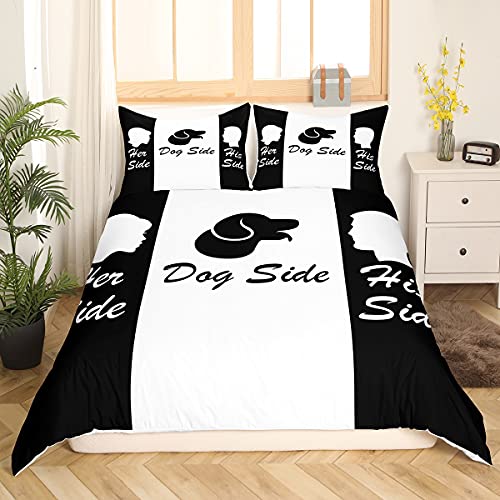 Hundeseite und Meine Seite Bettbezug 135 x 200 Paar Bettwäsche Set Schwarz Weißer Hundedruck Bettbezug für Erwachsene Paare Romantischem Thema Schlafzimmer Dekor mit 1 Kissenbezug, Reißverschluss Hundeseite und Meine Seite Bettbezug 135 x 200 Paar Bettwäsche Set Schwarz Weißer Hundedruck Bettbezug für Erwachsene Paare Romantischem Thema Schlafzimmer Dekor mit 1 Kissenbezug, Reißverschluss von Homewish