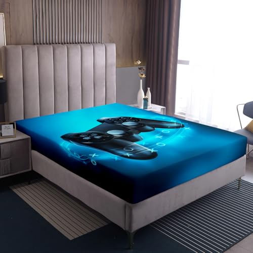 Jungen Spiele Spannbettuch,Kinder Gamepad Bettwäsche Home Sets,140x200, Modern Vr Player Spannbetttücher für Jugendliche Jugend Mädchen, Spieler Spielen Joystick Home Schlafzimmer Dekor, Blau Jungen Spiele Spannbettuch,Kinder Gamepad Bettwäsche Home Sets,140x200, Modern Vr Player Spannbetttücher für Jugendliche Jugend Mädchen, Spieler Spielen Joystick Home Schlafzimmer Dekor, Blau von Homewish