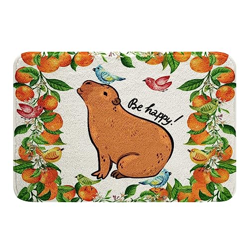 Kinder Capybara Bereich Teppiche Nette Capybaras Teppich Geschenke für Capybara Liebhaber,Schöne Cartoon Nagetiere Tiere Fußmatte Rustikale Garten Stil Badematte Capybara Badezimmer Teppiche 50Bx80L von Homewish