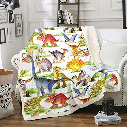 Kinder Dinosaurier Überwurfdecke Jurassic Tier Plüsch Bettdecke für Jungen Mädchen Teenager kawaii Tier Dinosaurier Fleecedecke alte Dino Sherpa Decke für Schlafzimmer Wohnzimmer Couch 130 x 150 cm von Homewish